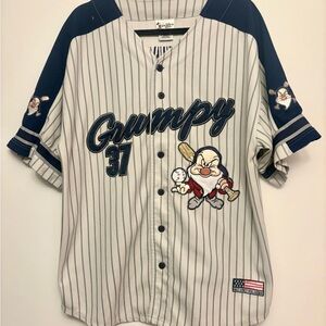 Vintage Walt Disney World Grumpy #37 pinstriped baseball jersey, adult size M
